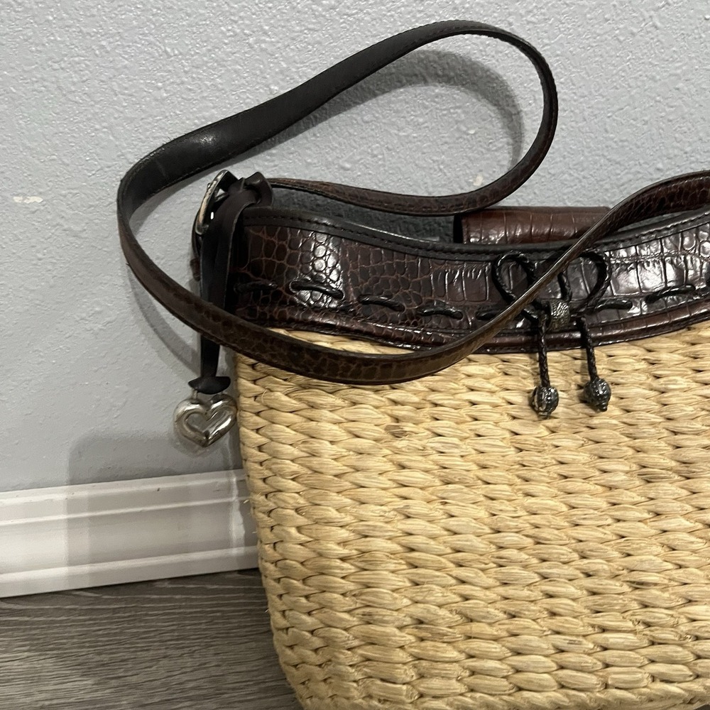Brighton Emma Leather and Woven Straw Summer Purse - Picture 2 of 11